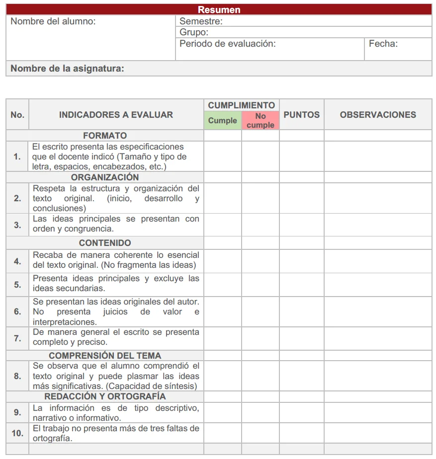 LISTA DE COTEJO PARA EVALUAR EN EL AULA