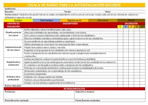 Escala de rango para la autoevaluación docente